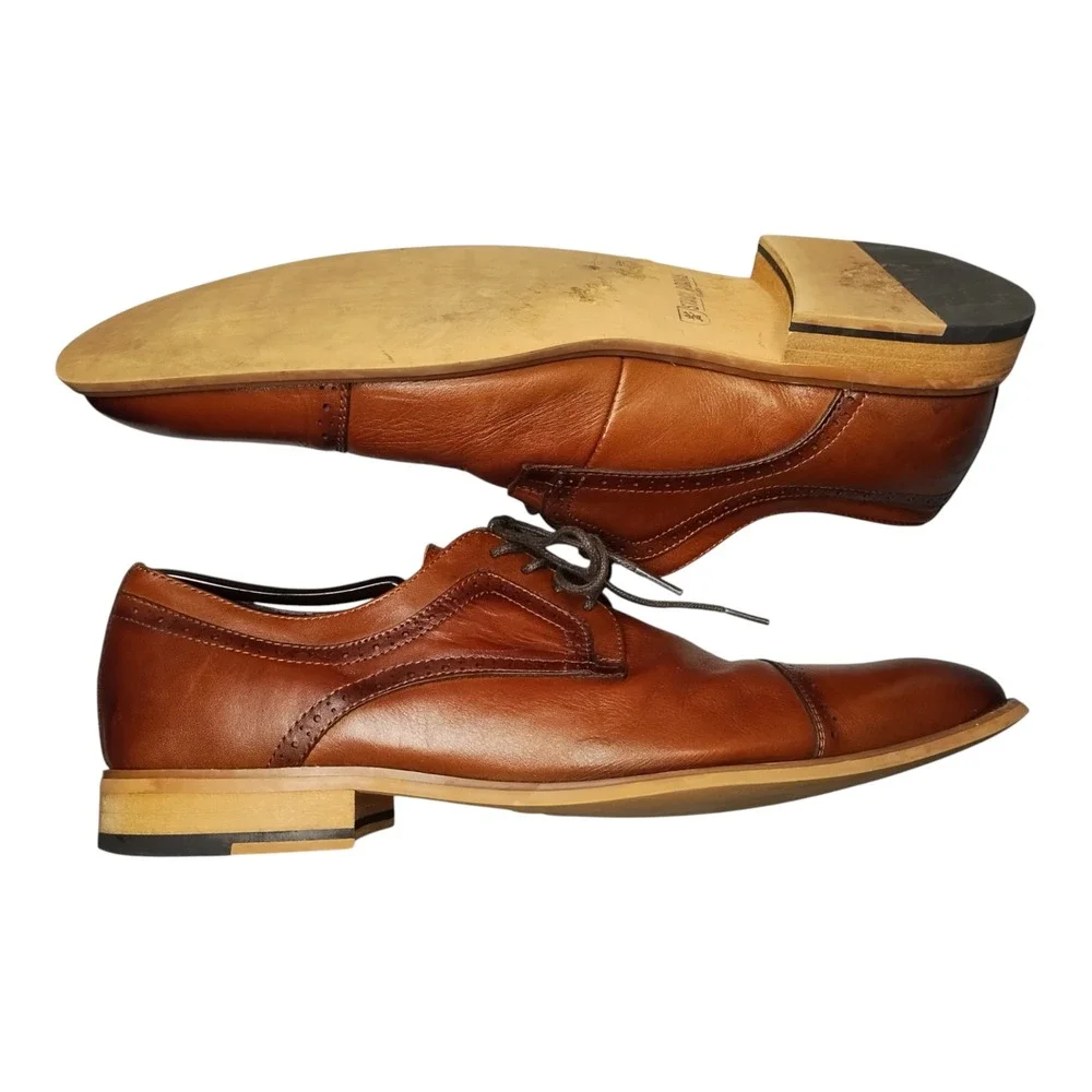 Stacy Adams Dickinson Oxford Shoes Mens US 11.5M Brown Leather Cap Toe 25066-221